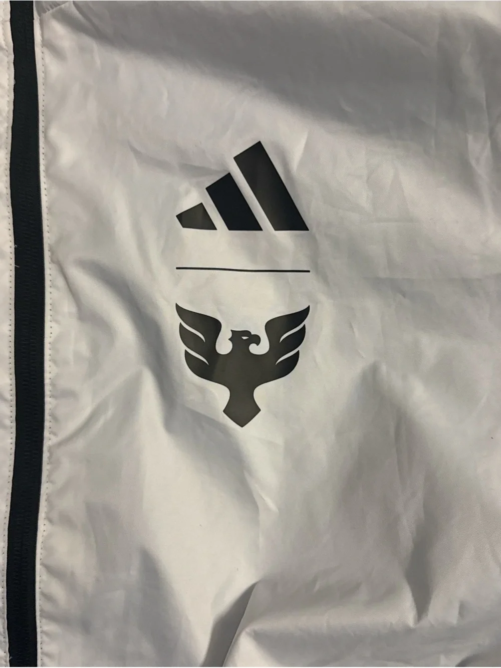 adidas Black Windbreaker Jacket with Red Stripe Accents